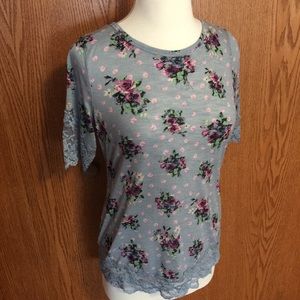Floral Shirt with Lace
